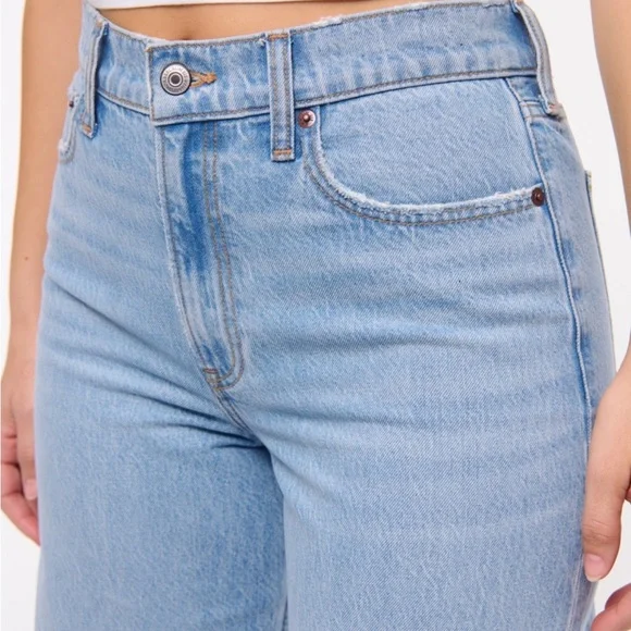 Abercrombie & Fitch Blue Curve Love High Rise Wide Leg Jeans - Picture 5 of 7